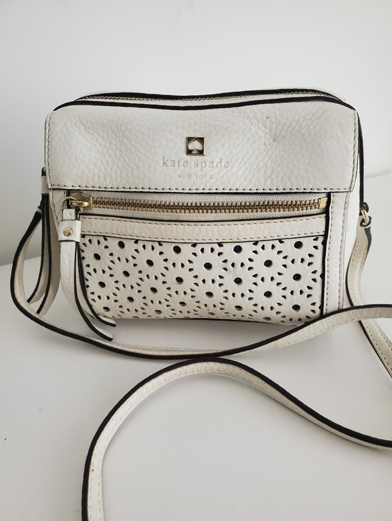 kate spade Handbags - Kate Spade White Perforated Leather Crossbody Bag